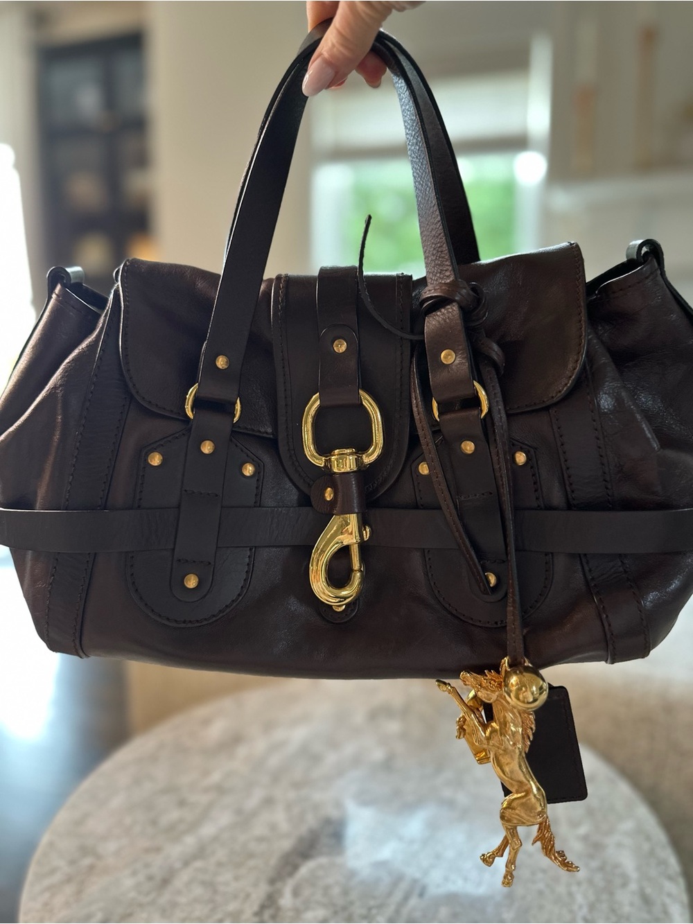 Chloe Kerla Bag Dark Brown Leather with Gold Hardware